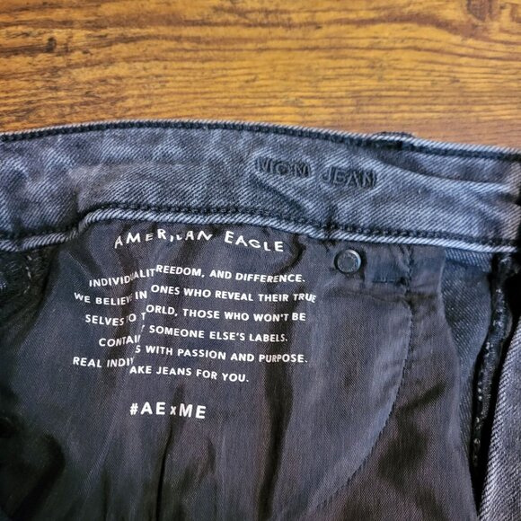 American Eagle Jeans 12 S Mom High Rise Stretch Denim Charcoal Wash - Picture 5 of 11